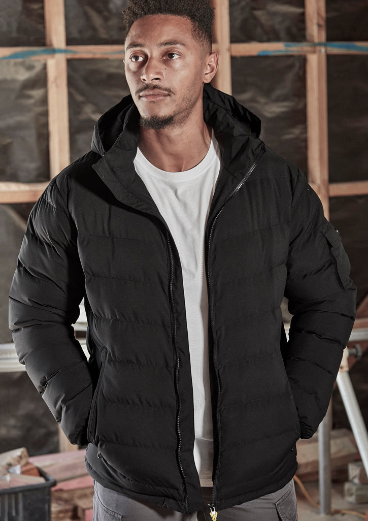 Unisex Streetworx Hooded Puffer Jacket - Black - Model