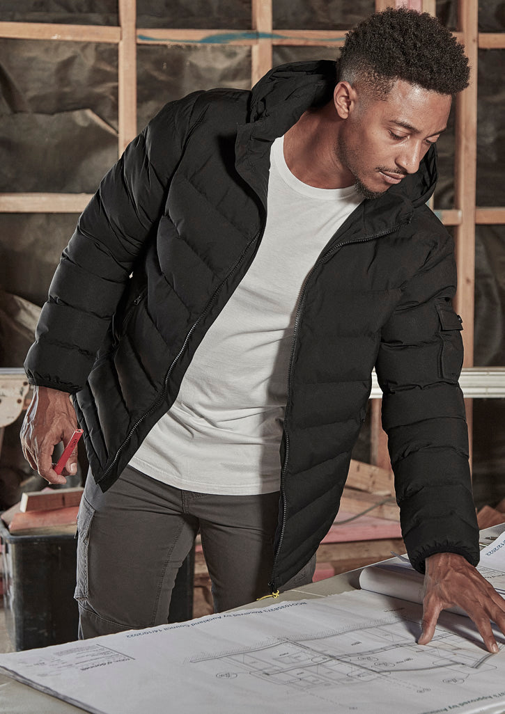 Unisex Streetworx Hooded Puffer Jacket - Black - Model