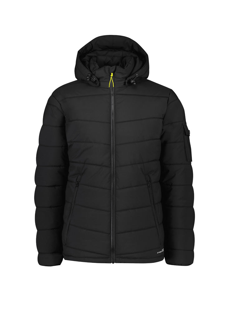 Unisex Streetworx Hooded Puffer Jacket - Black - Front