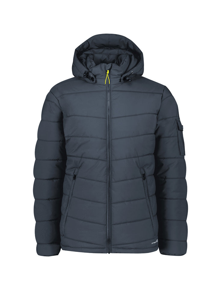 Unisex Streetworx Hooded Puffer Jacket - Charcoal Blue - Front