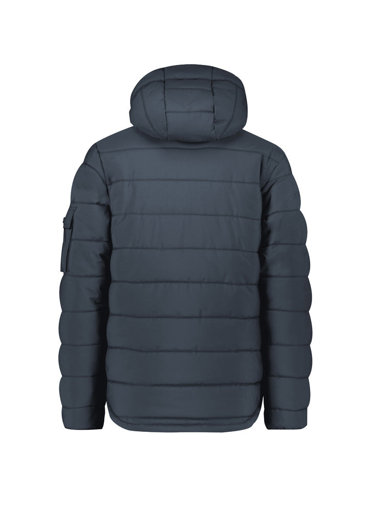 Unisex Streetworx Hooded Puffer Jacket - Charcoal Blue - Back