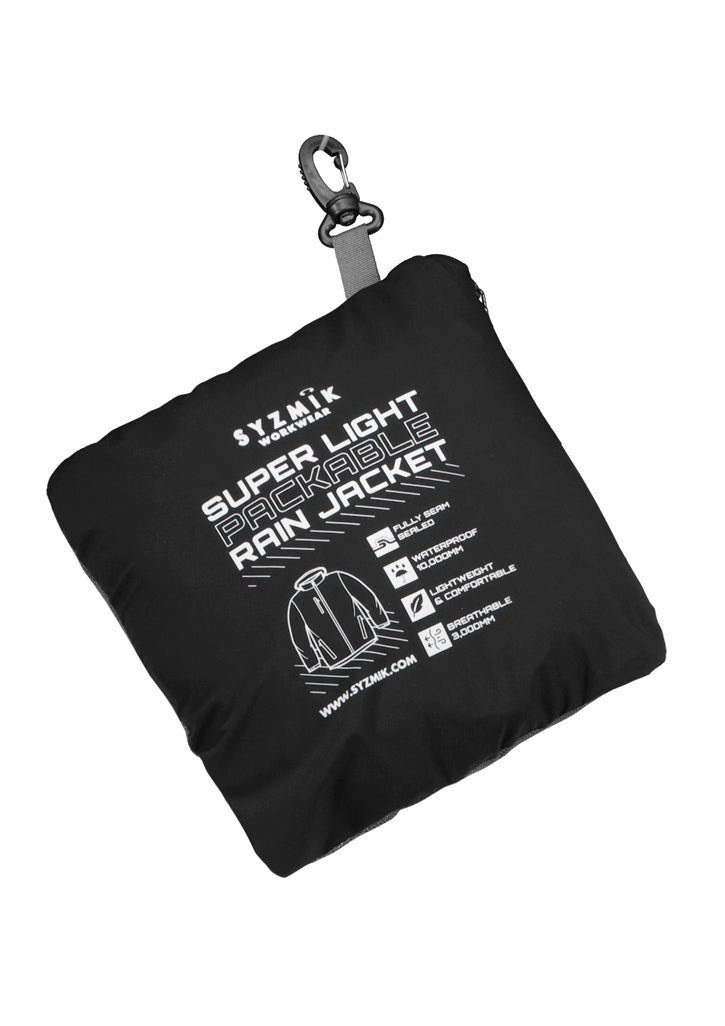 Unisex Super Light Packable Rain Jacket - Black - View