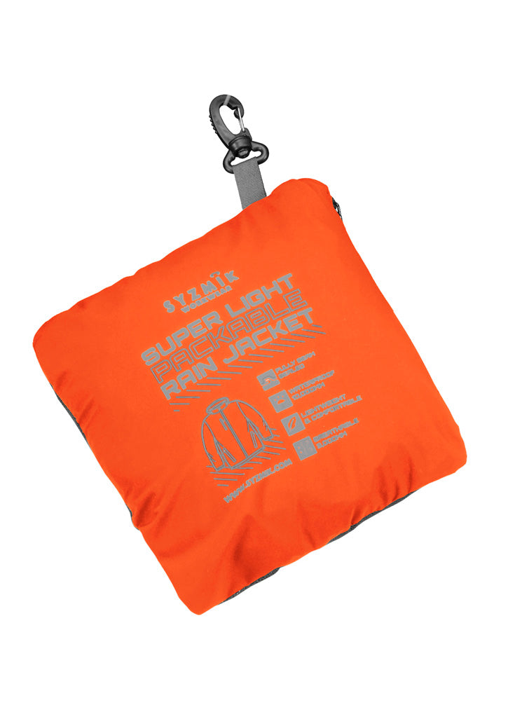Unisex Super Light Packable Rain Jacket - Orange - View