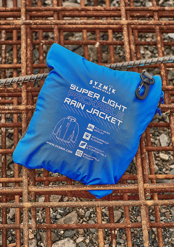 Unisex Super Light Packable Rain Jacket - Cobalt - Model