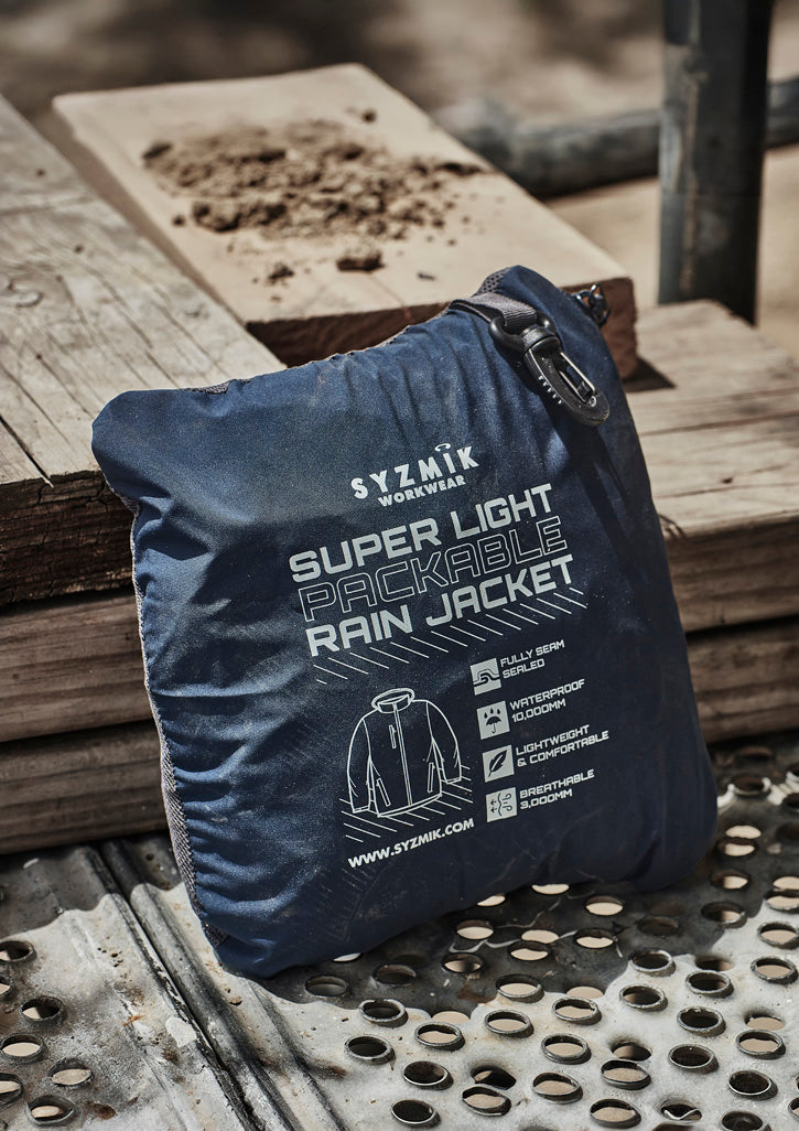 Unisex Super Light Packable Rain Jacket - Navy - Model