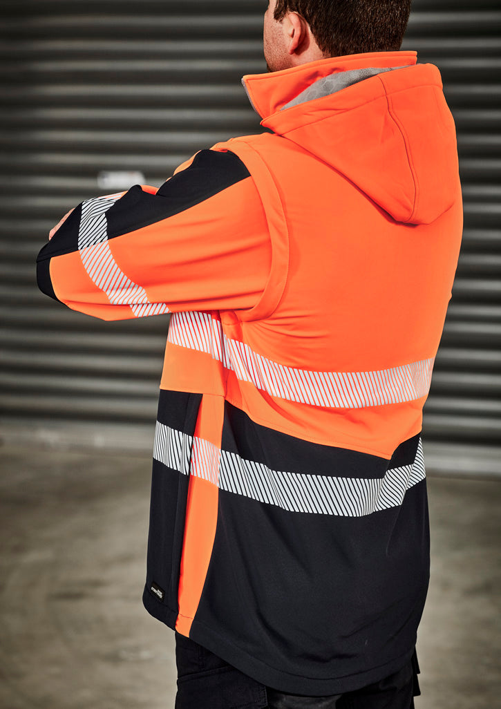 Unisex Streetworx 2 In 1 Stretch Softshell Jacket - Orange/Navy - Model