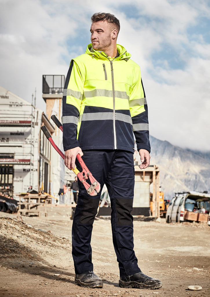 Unisex Streetworx 2 In 1 Stretch Softshell Jacket - Yellow/Navy - Model