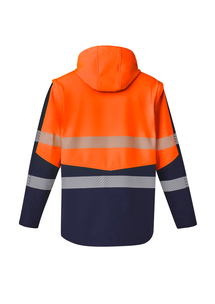 Unisex Streetworx 2 In 1 Stretch Softshell Jacket - Orange/Navy - Back