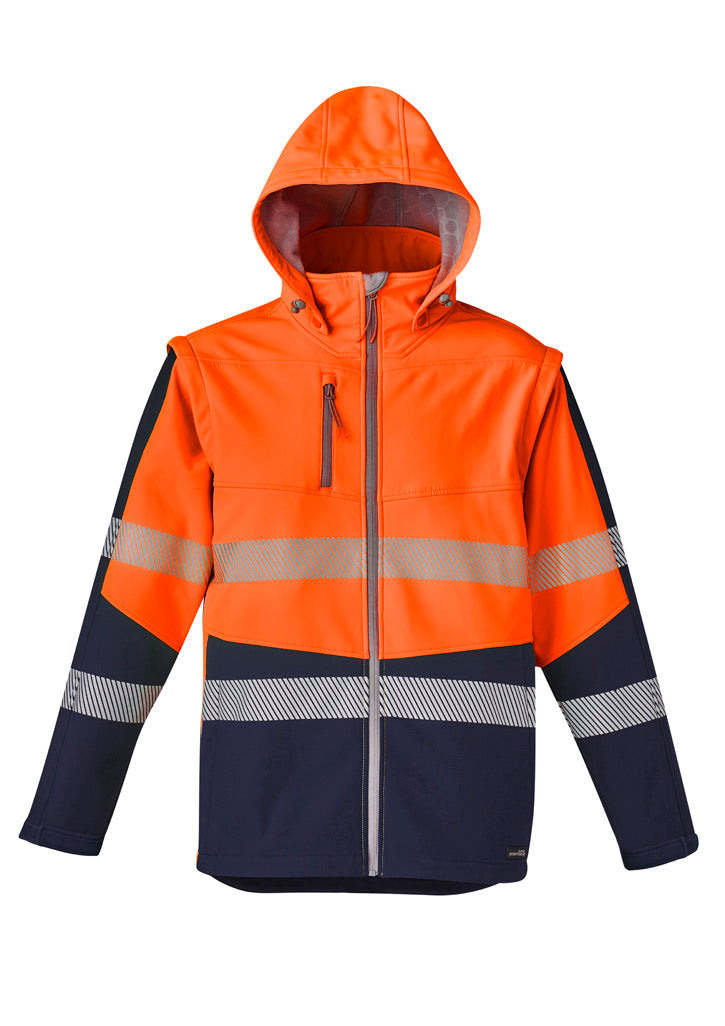 Unisex Streetworx 2 In 1 Stretch Softshell Jacket - Orange/Navy - View