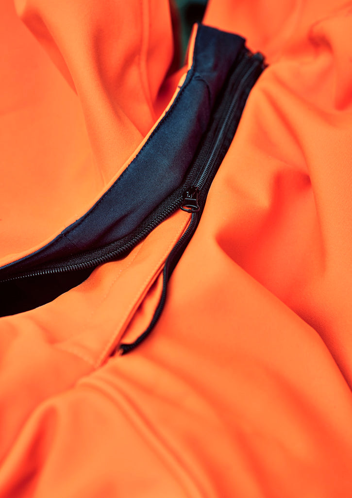 Unisex Hi Vis Antarctic Softshell Jacket - Orange/Navy - Model