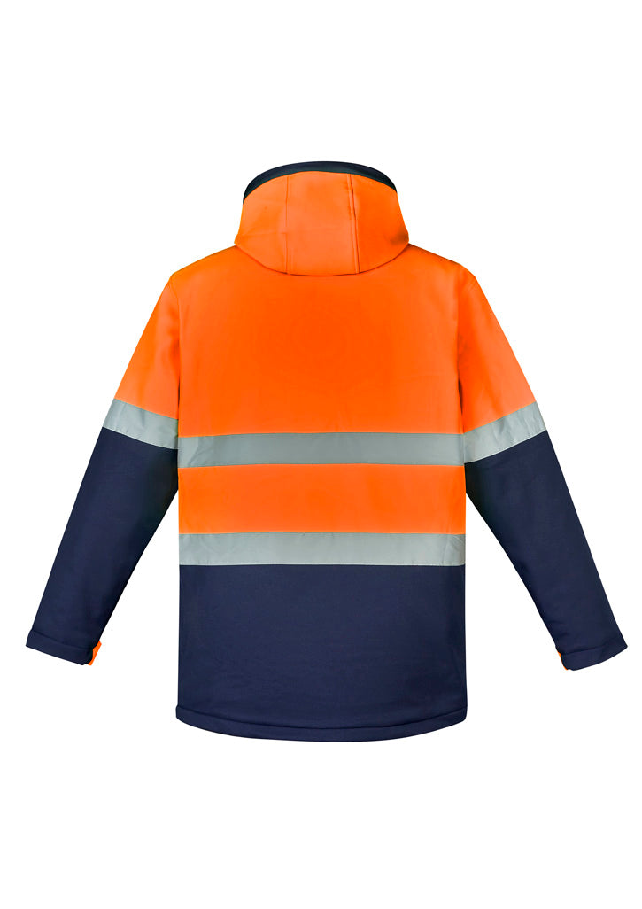 Unisex Hi Vis Antarctic Softshell Jacket - Orange/Navy - Back