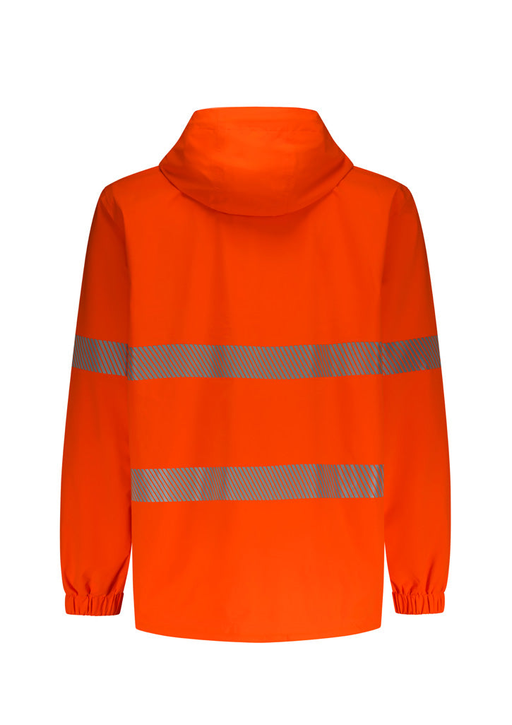 Unisex Super Light Segmented Tape Packable Rain Jacket - Orange - Back
