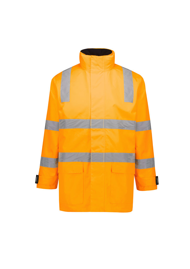 Unisex Hi Vis VIC Rail 4 In 1 Waterproof Jacket - VIC Rail Orange - Front