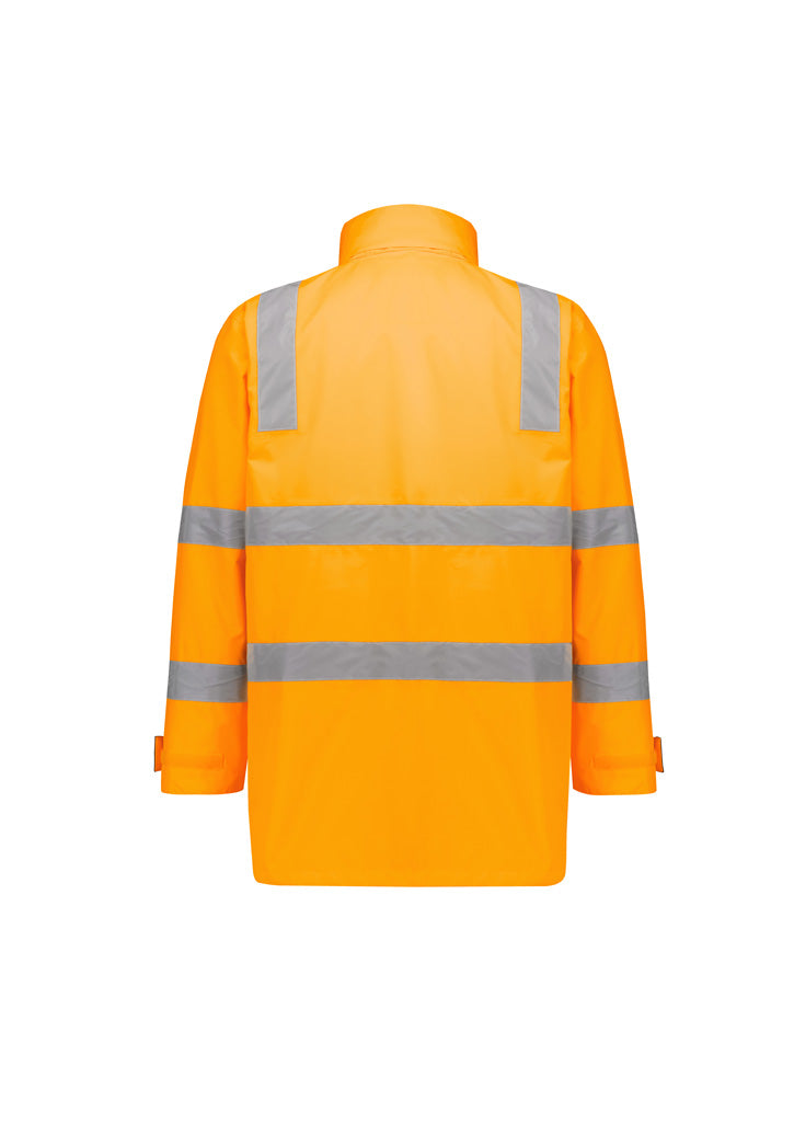 Unisex Hi Vis VIC Rail 4 In 1 Waterproof Jacket - VIC Rail Orange - Back
