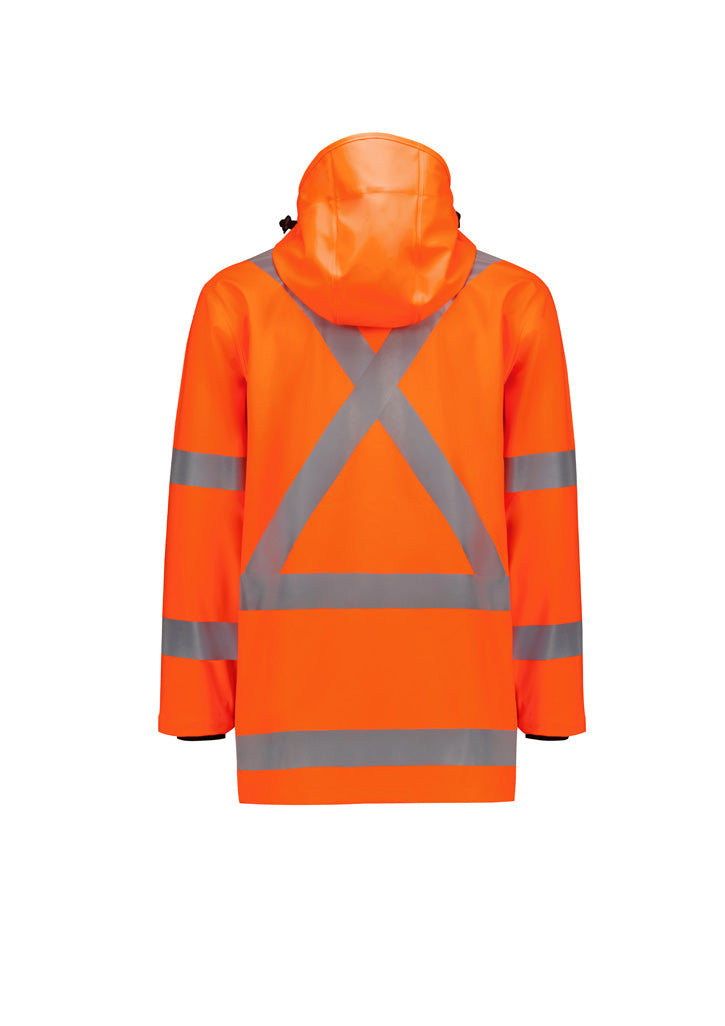Mens Hi Vis X Back Heavy Duty Waterproof Jacket - Orange - Back