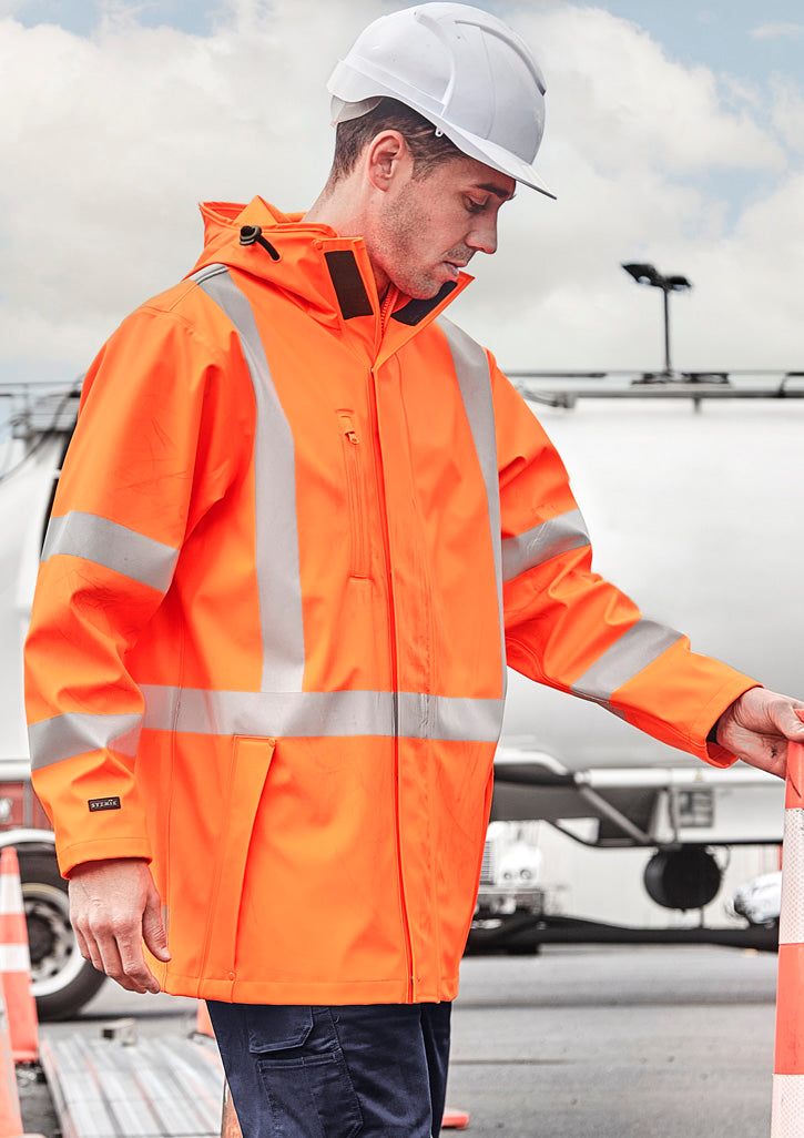 Mens Hi Vis X Back Heavy Duty Waterproof Jacket - Orange - Model