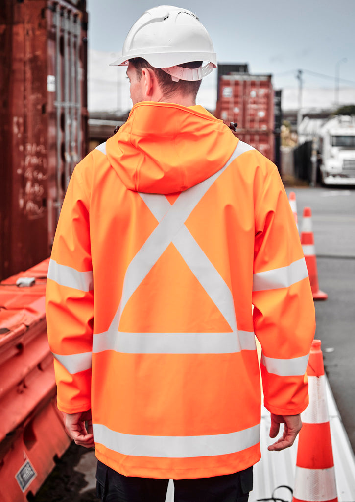 Mens Hi Vis X Back Heavy Duty Waterproof Jacket - Orange - Model