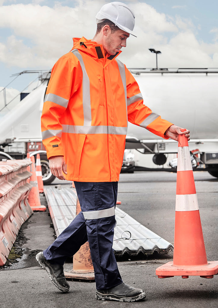 Mens Hi Vis X Back Heavy Duty Waterproof Jacket - Orange - Model