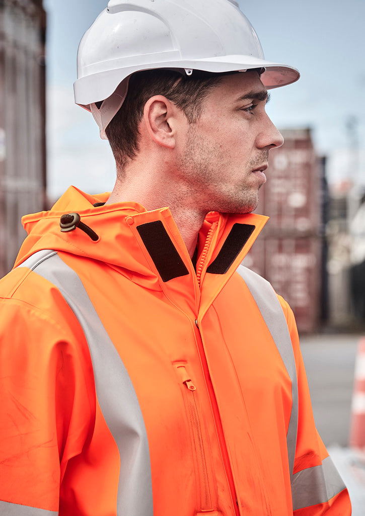 Mens Hi Vis X Back Heavy Duty Waterproof Jacket - Orange - Model