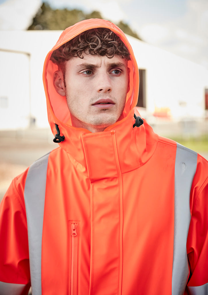 Mens Hi Vis X Back Heavy Duty Waterproof Jacket - Orange - Model