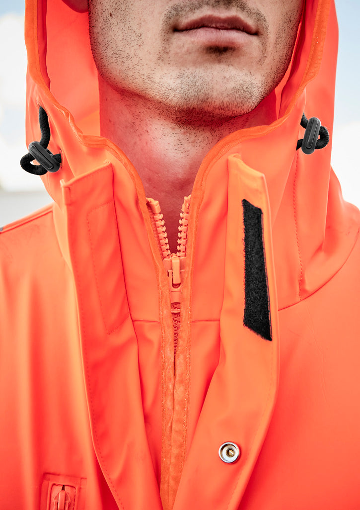 Mens Hi Vis X Back Heavy Duty Waterproof Jacket - Orange - Model