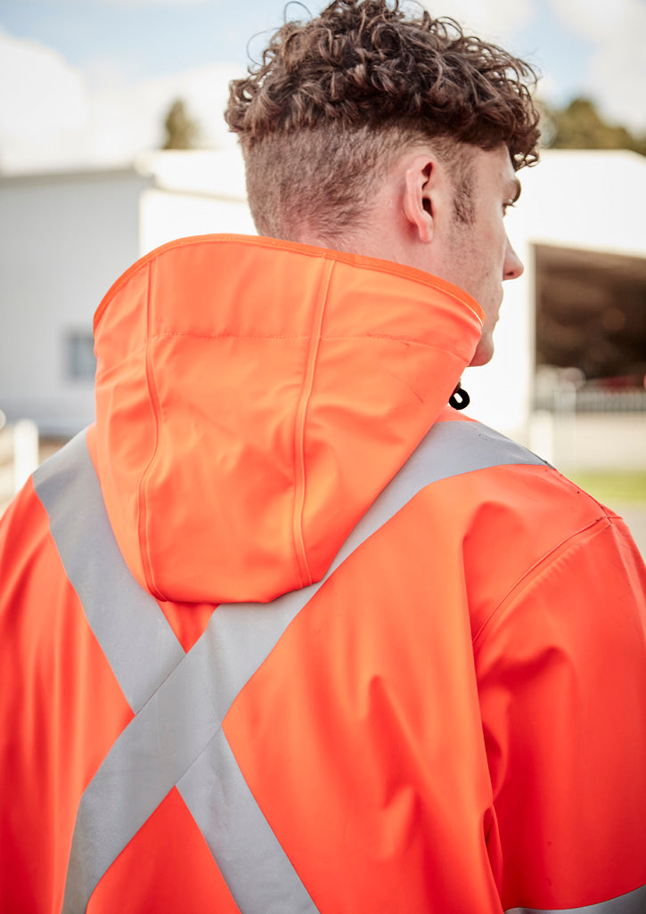 Mens Hi Vis X Back Heavy Duty Waterproof Jacket - Orange - Model