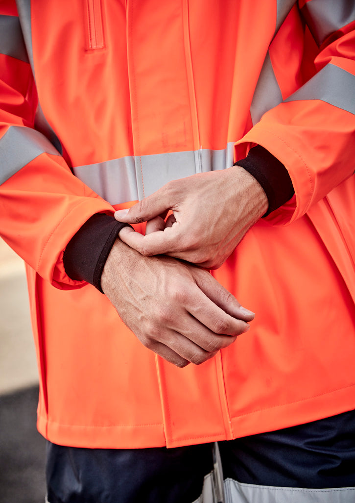 Mens Hi Vis X Back Heavy Duty Waterproof Jacket - Orange - Model