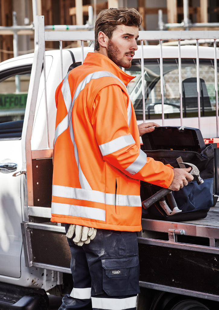 Unisex Hi Vis X Back 2 In 1 Softshell Jacket - Orange - Model