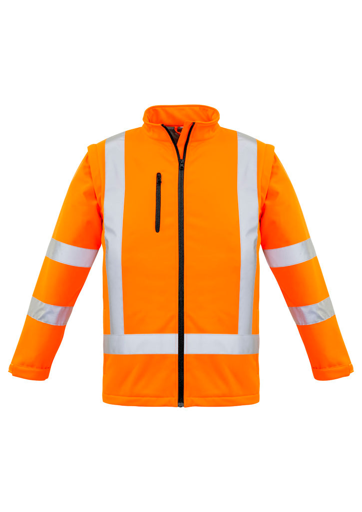 Unisex Hi Vis X Back 2 In 1 Softshell Jacket - Orange - Front
