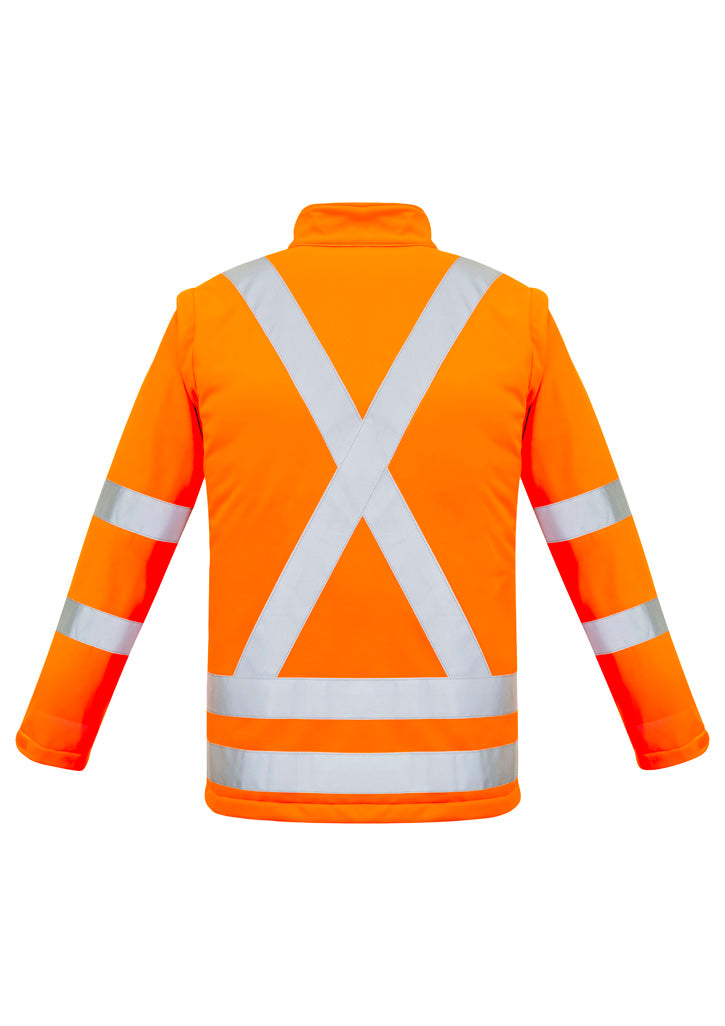 Unisex Hi Vis X Back 2 In 1 Softshell Jacket - Orange - Back