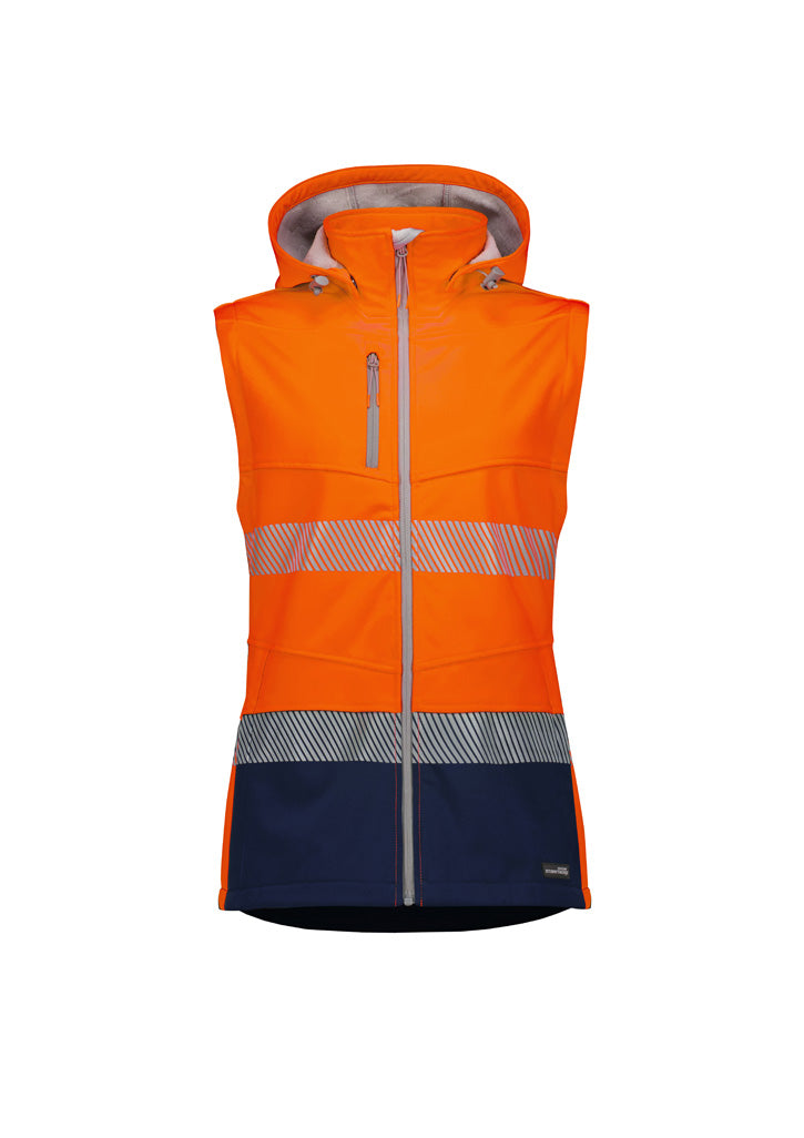 Womens Streetworx 2 In 1 Stretch Softshell Jacket - Orange/Navy - View
