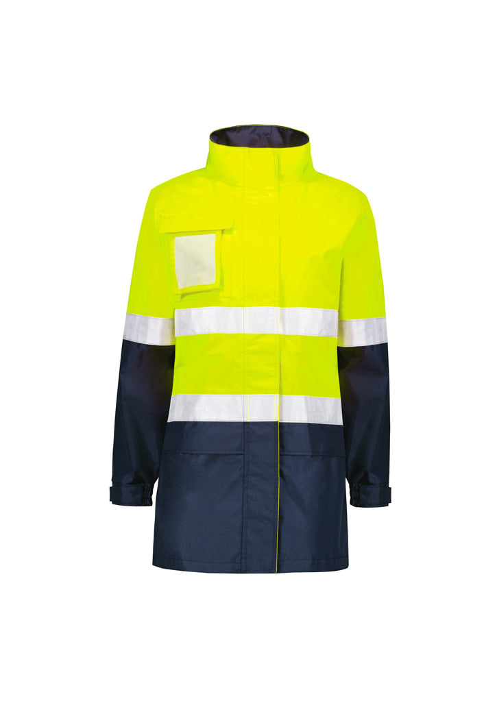 Womens Hi Vis Ultralite Waterproof Jacket - Yellow/Navy - Front