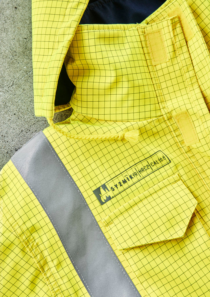 Mens Orange Flame Arc Rated Antistatic Waterproof Jacket - Yellow/Navy - Model