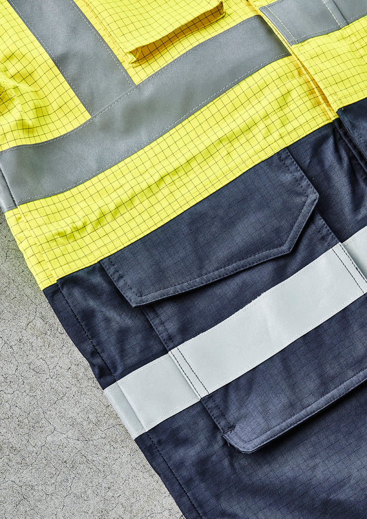 Mens Orange Flame Arc Rated Antistatic Waterproof Jacket - Yellow/Navy - Model