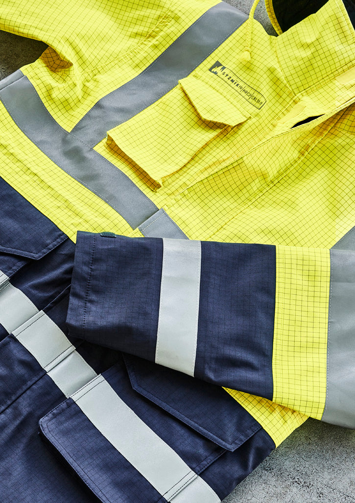 Mens Orange Flame Arc Rated Antistatic Waterproof Jacket - Yellow/Navy - Model