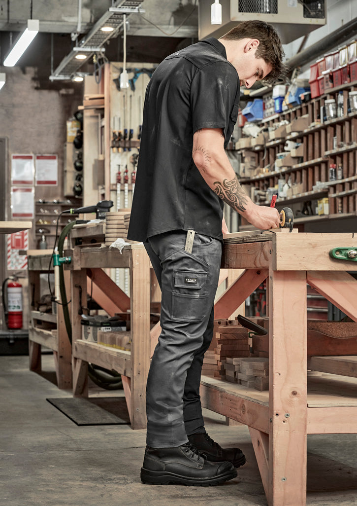 Mens Essential Basic Stretch Cargo Pant - Charcoal - Model