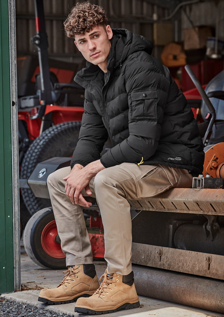 Mens Essential Basic Stretch Cargo Pant - Khaki - Model