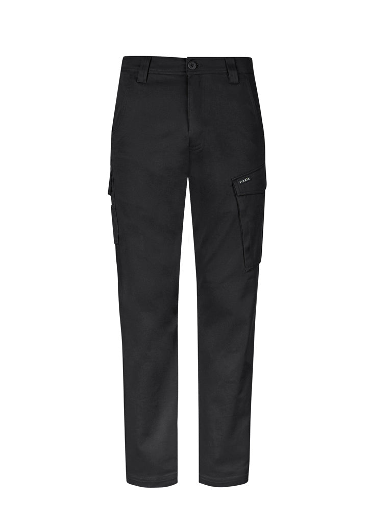 Mens Essential Basic Stretch Cargo Pant - Black - Front
