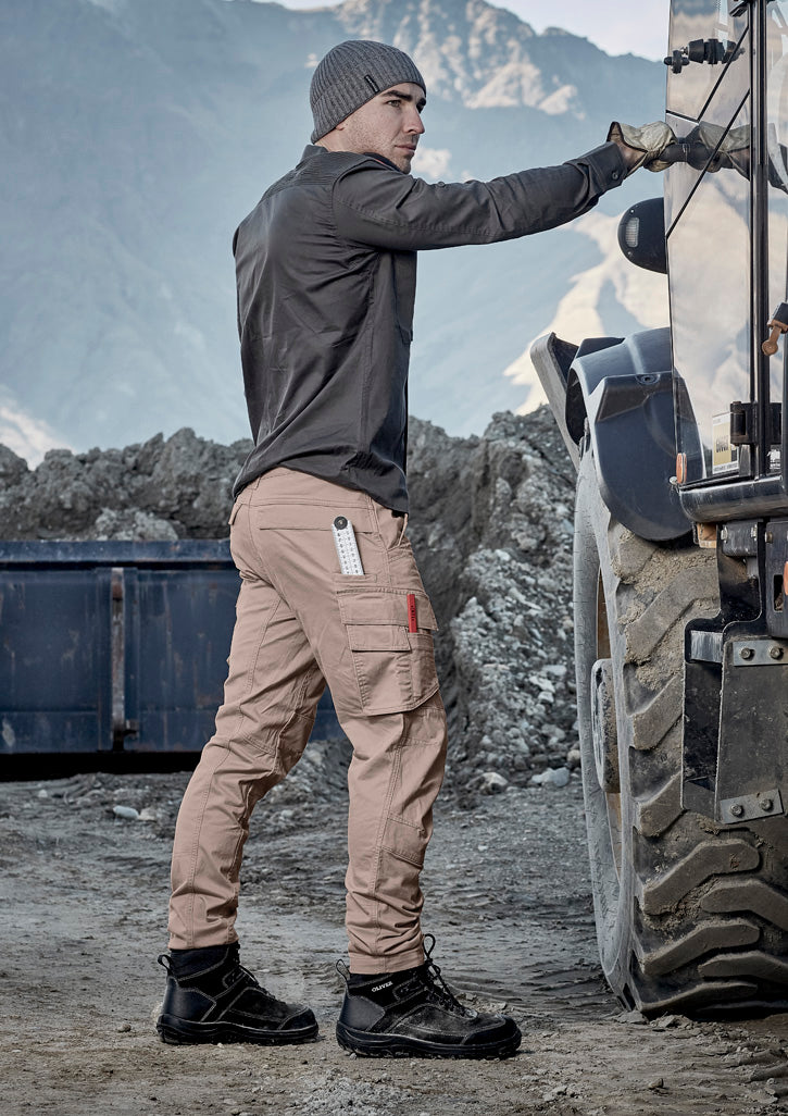 Mens Streetworx Curved Cargo Pant - Khaki - Model
