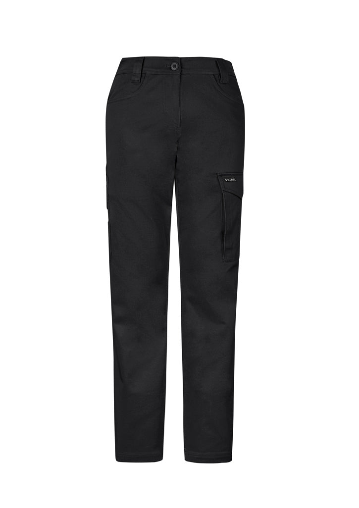 Womens Essential Basic Stretch Cargo Pant - Black - Front