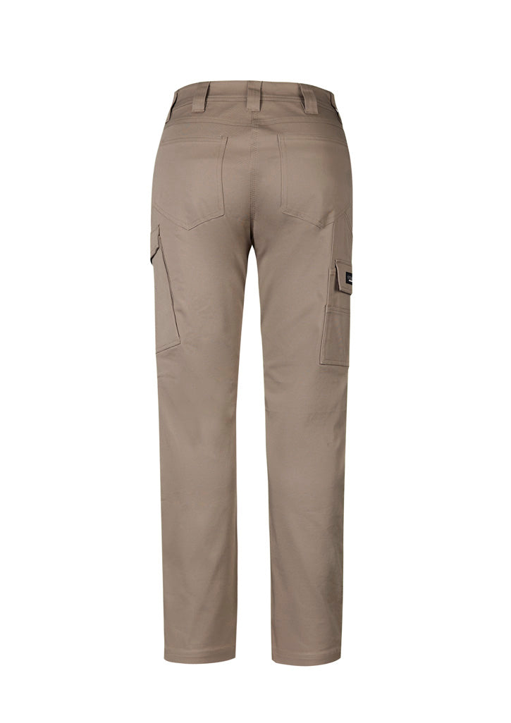 Womens Essential Basic Stretch Cargo Pant - Khaki - Back