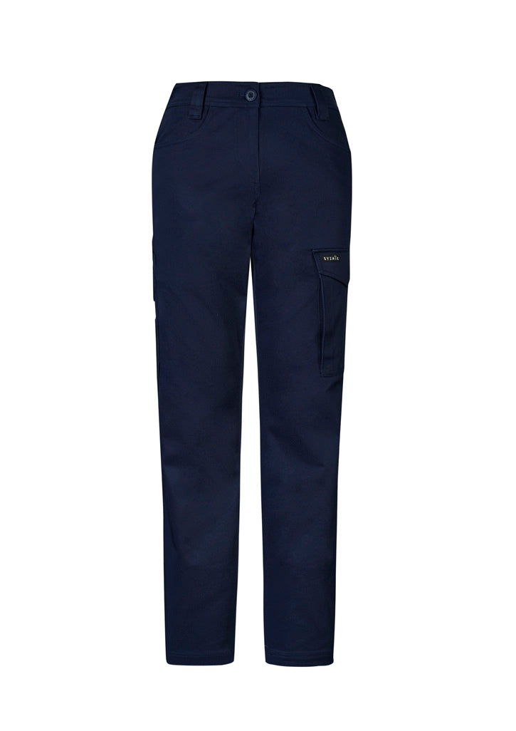 Womens Essential Basic Stretch Cargo Pant - Navy - Front