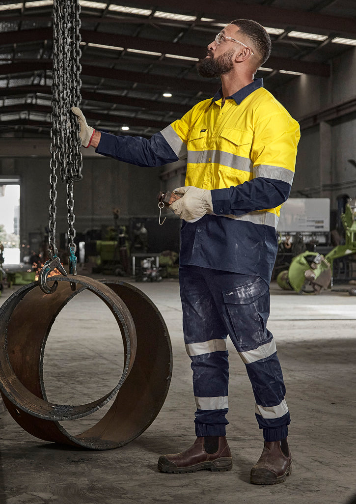 Mens Essential Stretch Taped Cargo Pant - Cuffed - Navy - Model