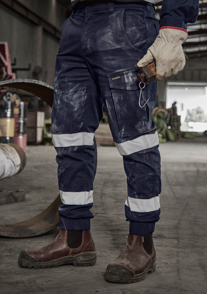 Mens Essential Stretch Taped Cargo Pant - Cuffed - Navy - Model