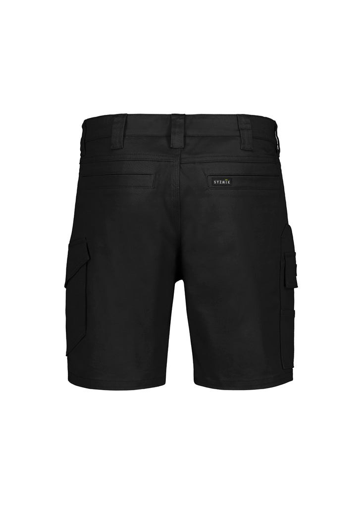 Mens Essential Stretch Cargo Short - Black - Back