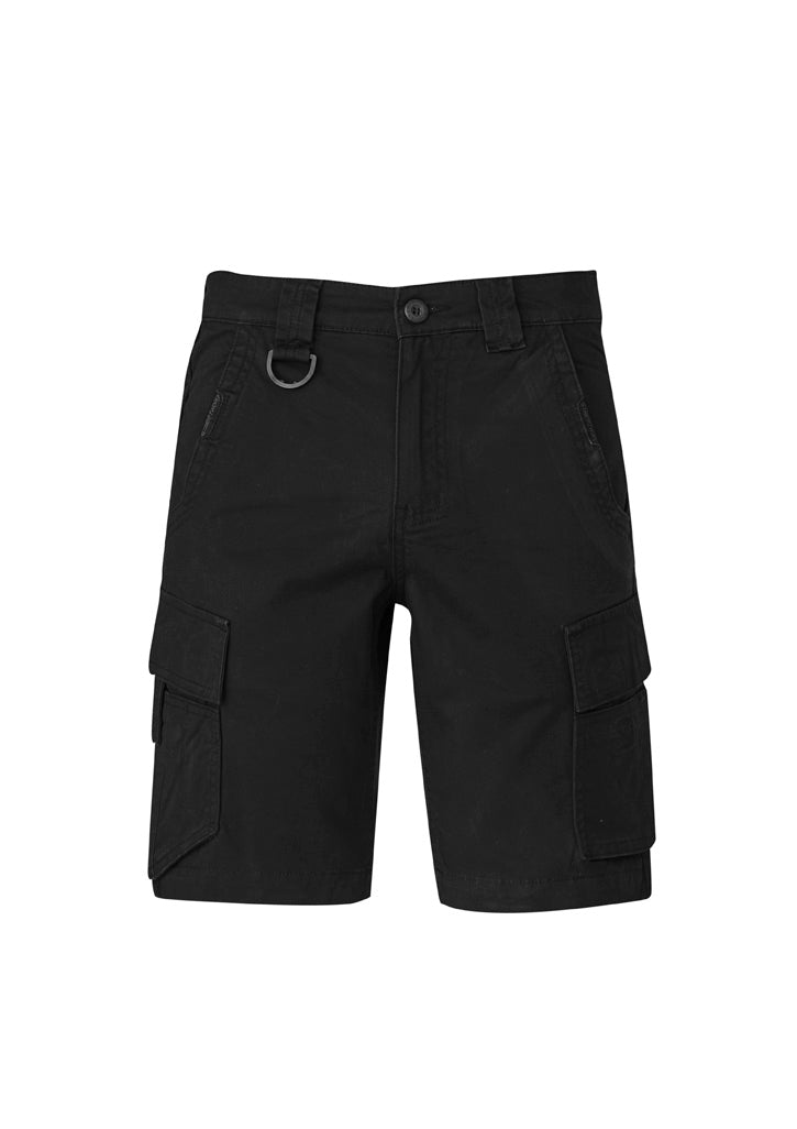 Mens Streetworx Curved Cargo Short - Black - Front