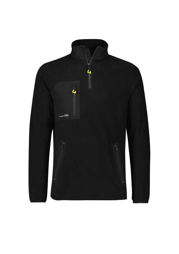 Unisex Streetworx Lightweight 1/4 Zip Polar Fleece - Black - Front