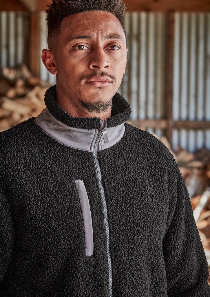 Unisex Streetworx Full Zip Sherpa Fleece - Black - Model