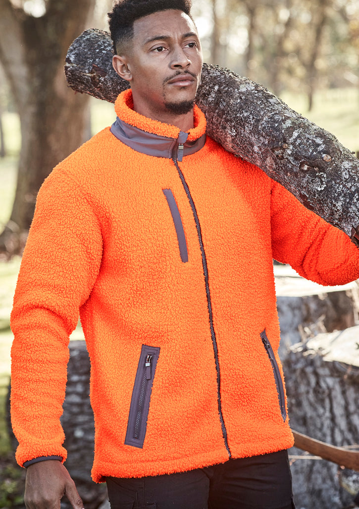 Unisex Streetworx Full Zip Sherpa Fleece - Orange - Model