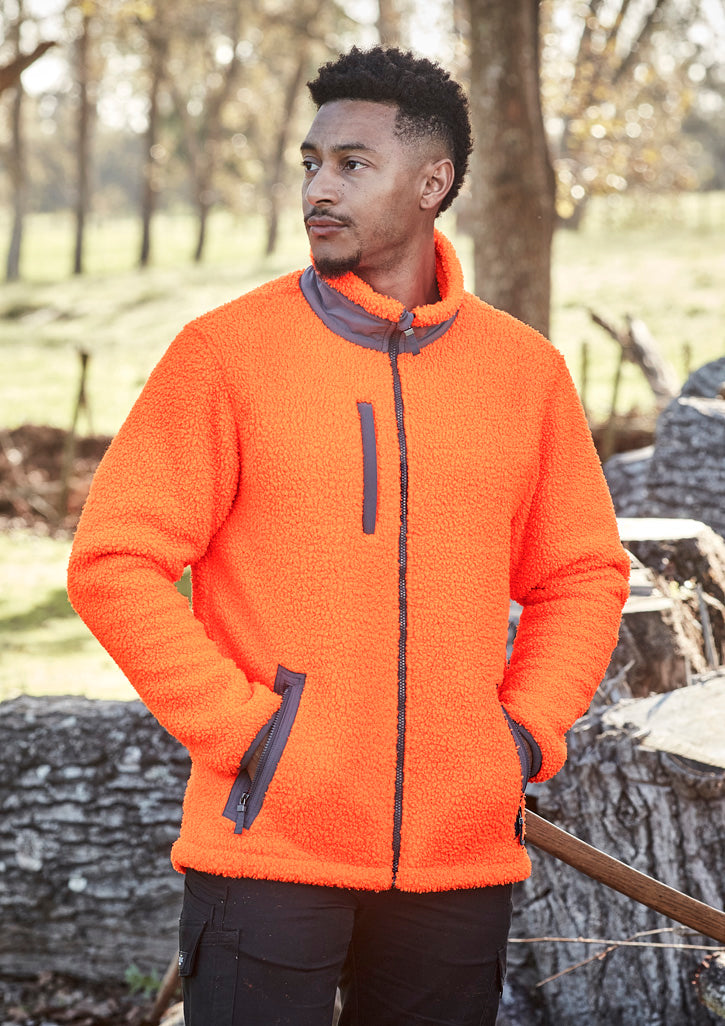 Unisex Streetworx Full Zip Sherpa Fleece - Orange - Model